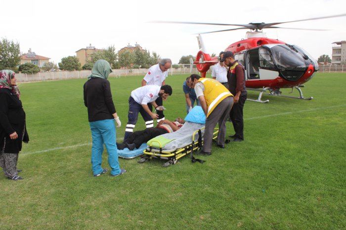 Hava ambulansı Mehmet Abi  için havalandı