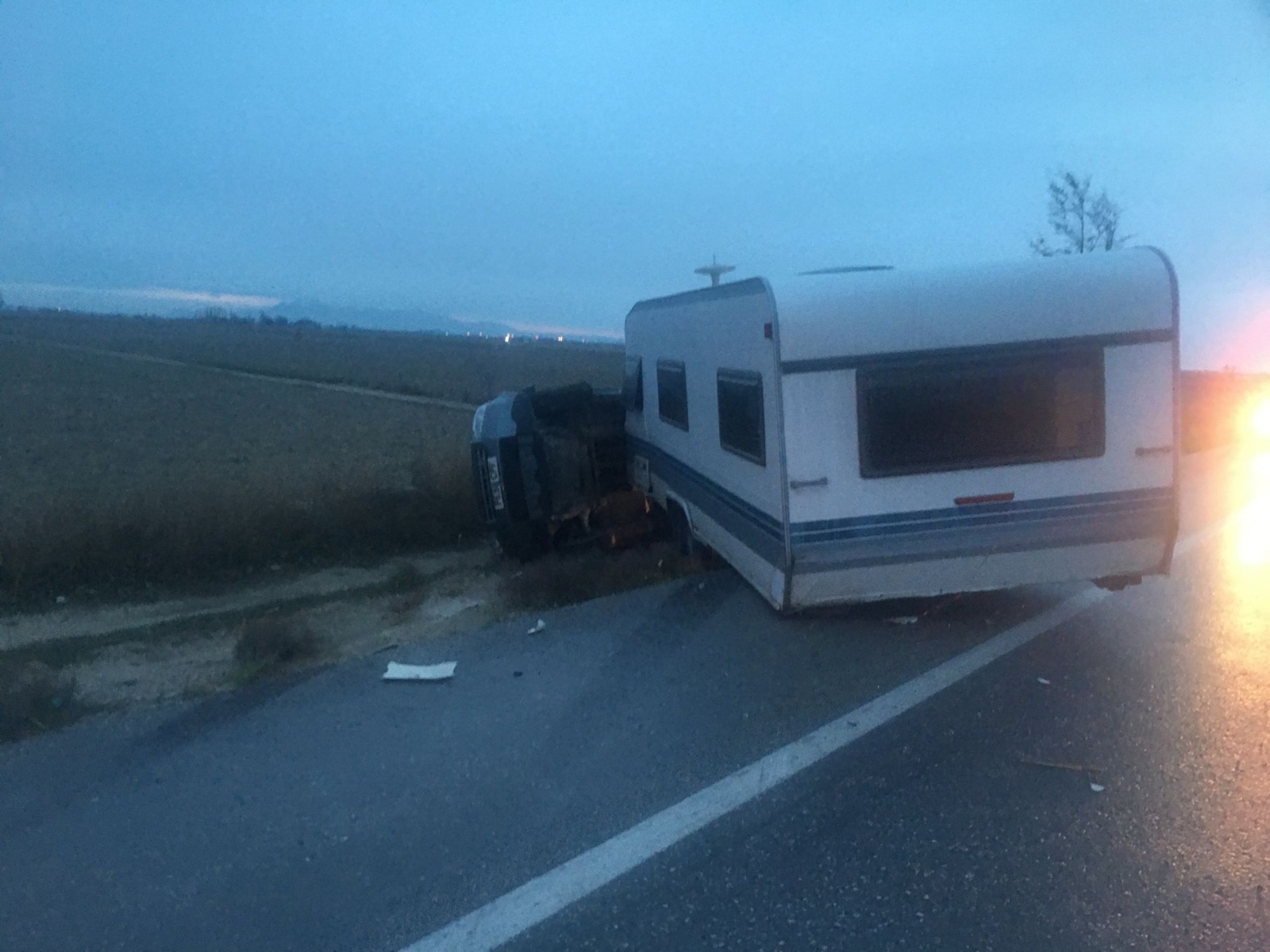 Gurbetçi Karavanı ile kaza yaptı